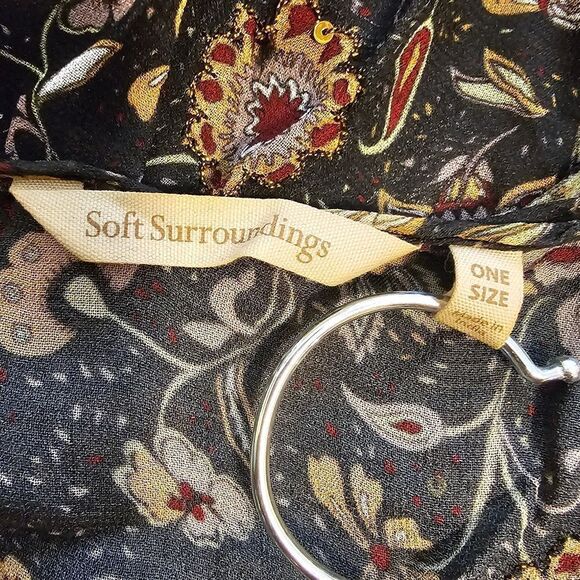 SOFT SURROUNDINGS Kimono Kaftan Blouse Embellished Beach Coverup Tunic Top -OSFM - Picture 5 of 7